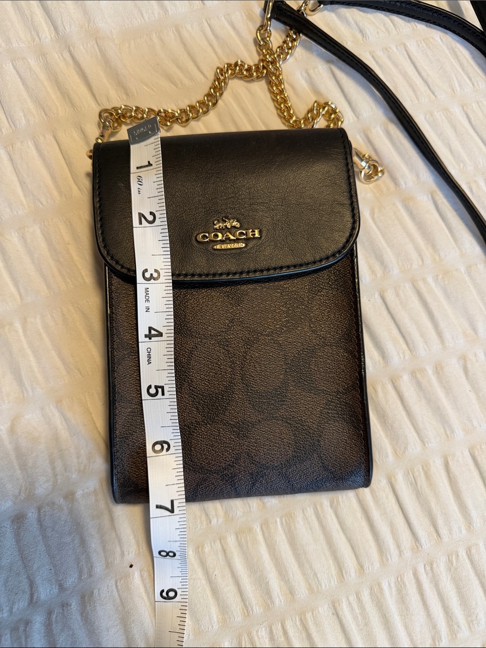 Coach Black and Brown Logo Crossbody Phone Bag - Picture 3 of 9